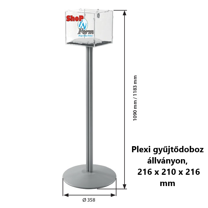 Állványos plexi gyűjtődoboz