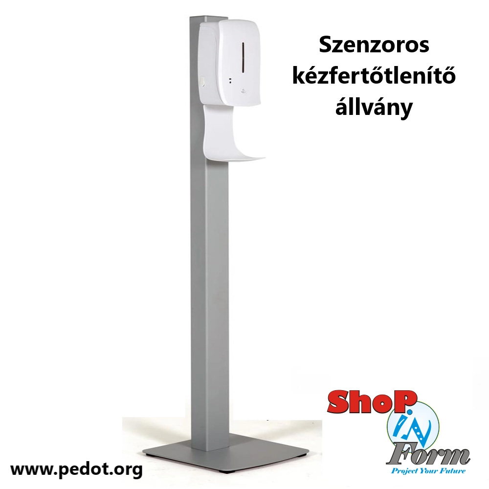 Prémium szenzoros kézfertőtlenítő állvány elegáns ügyfélterek és recepciók részére