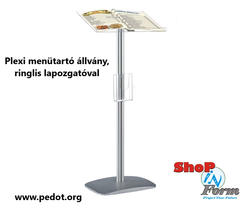 Plexi menüállvány, bejáratok, ügyfélterek, recepciók kínálatához és regisztrációhoz