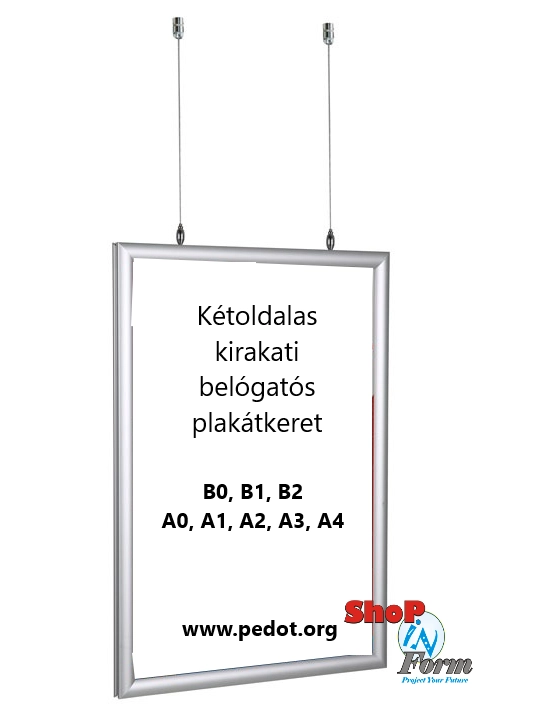 Sodronyos rendszerhez alkalmazható, két oldalas plakátkeret család 8 méretben