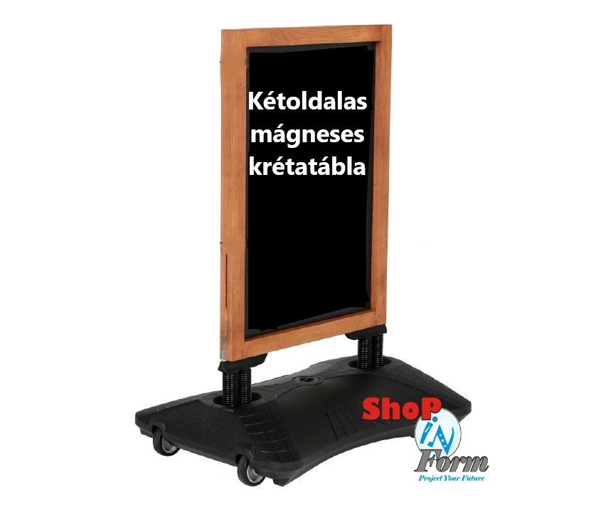 Fa keretes, krétával és krétafilccel írható, szélálló kültéri megállítótábla
