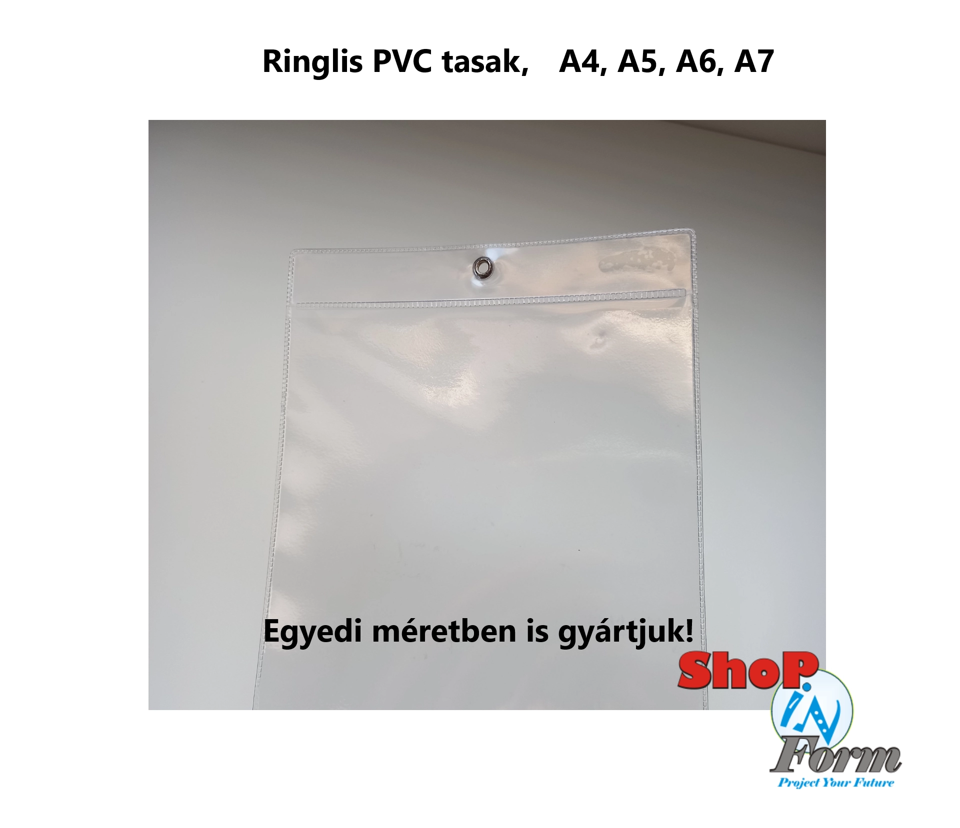 PVC Tasak, A4, A5, A6 és A7 méretben, fém gyűrűvel