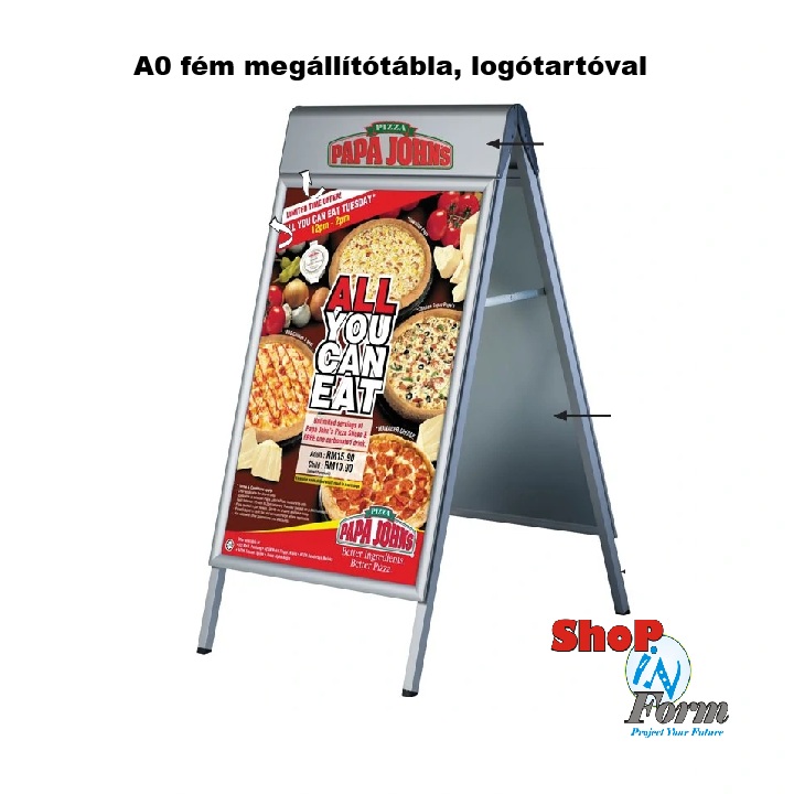2 db A0 méretű plakáthoz alkalmas megállítótábla, felső logó résszel