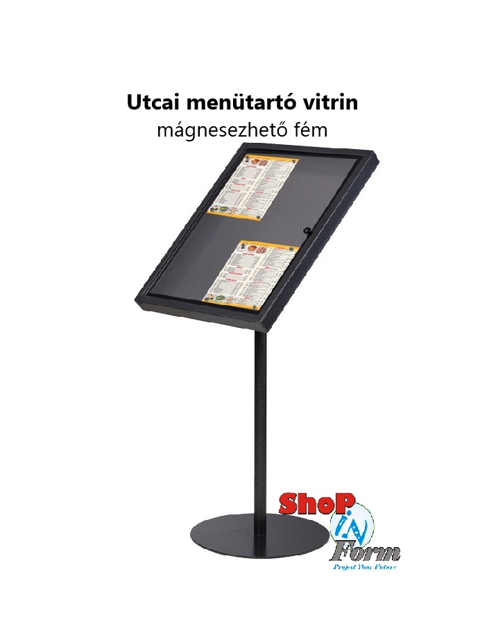 Álló vagy fekvő pozícióba szerelhető vitrinnel