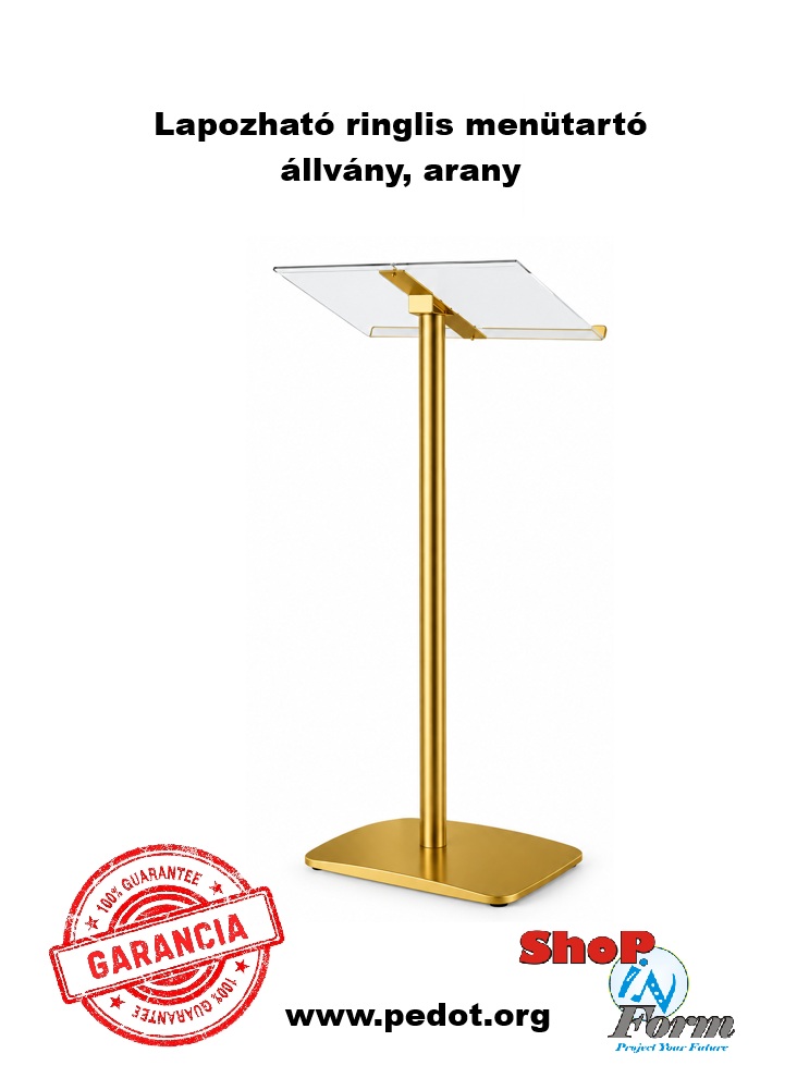 Menütartó állvány, ringlis, lapozható plexi lappal